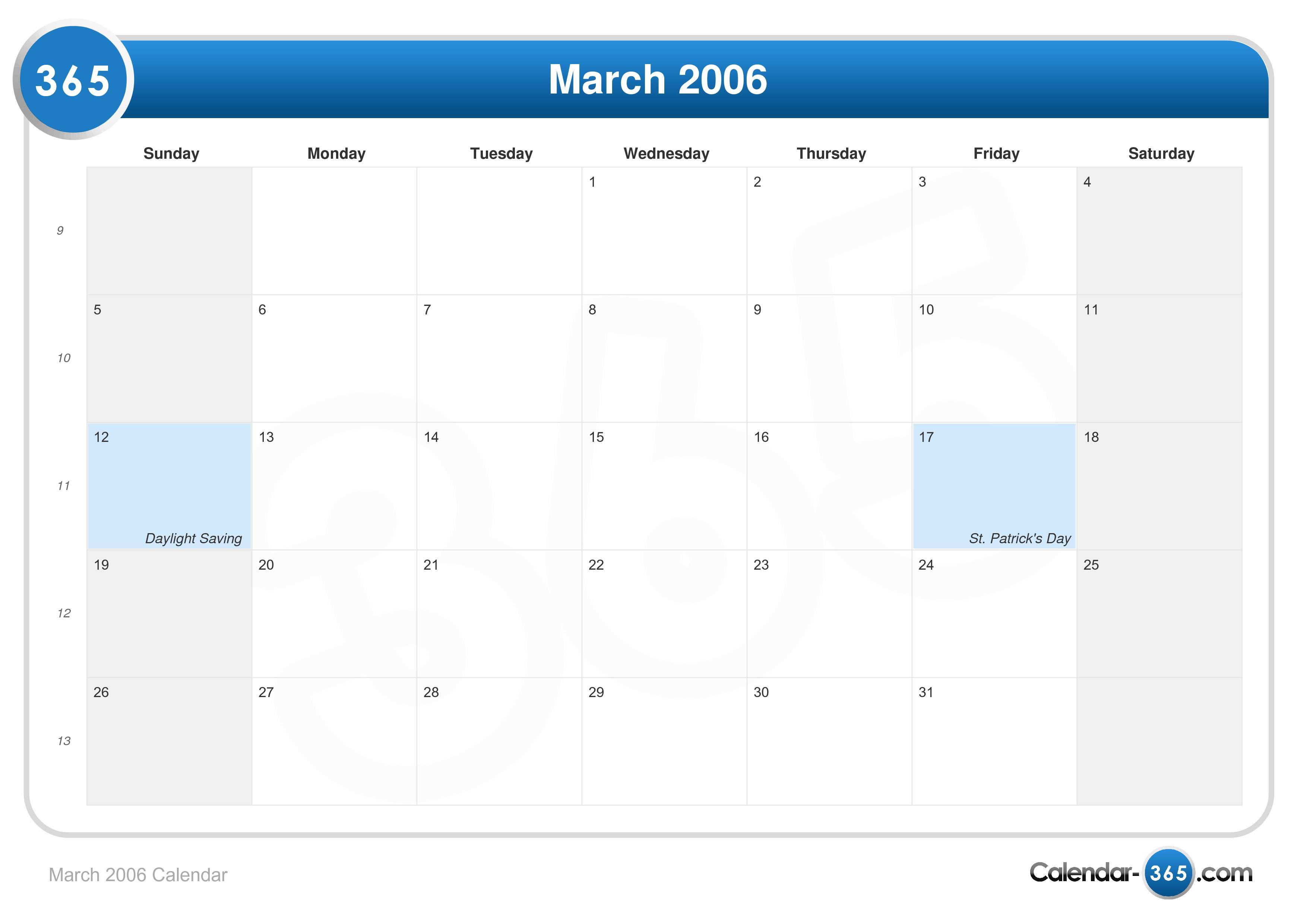 March 2006 Calendar