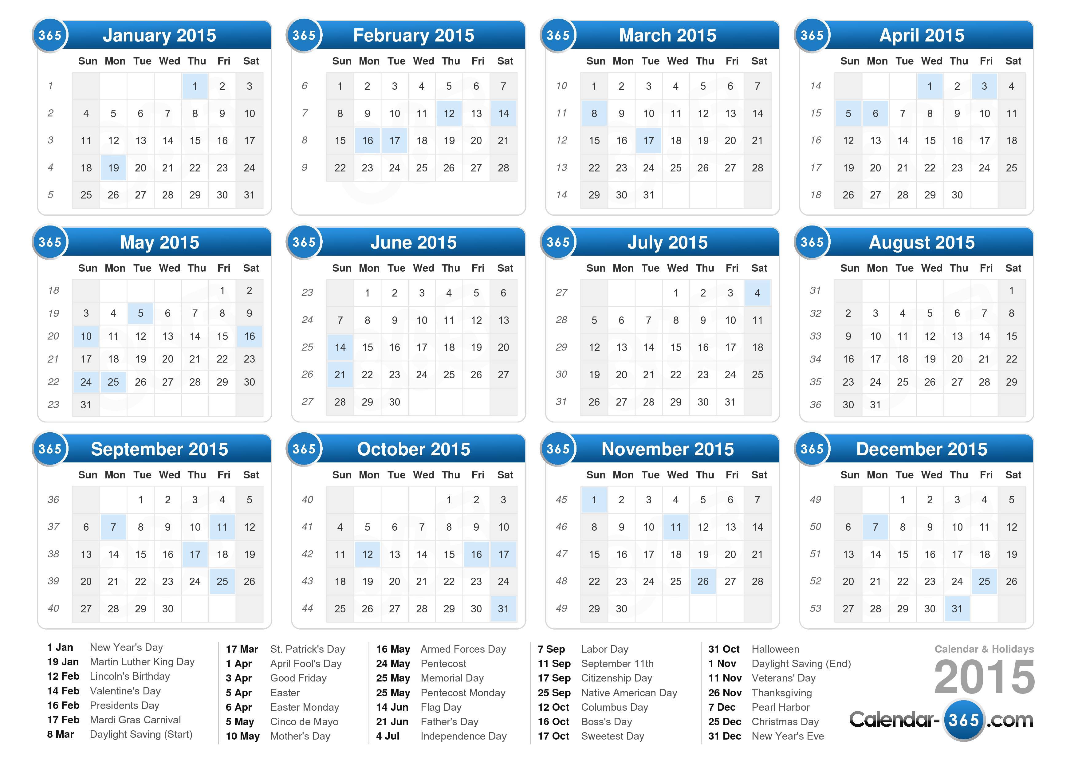 15 Calendar