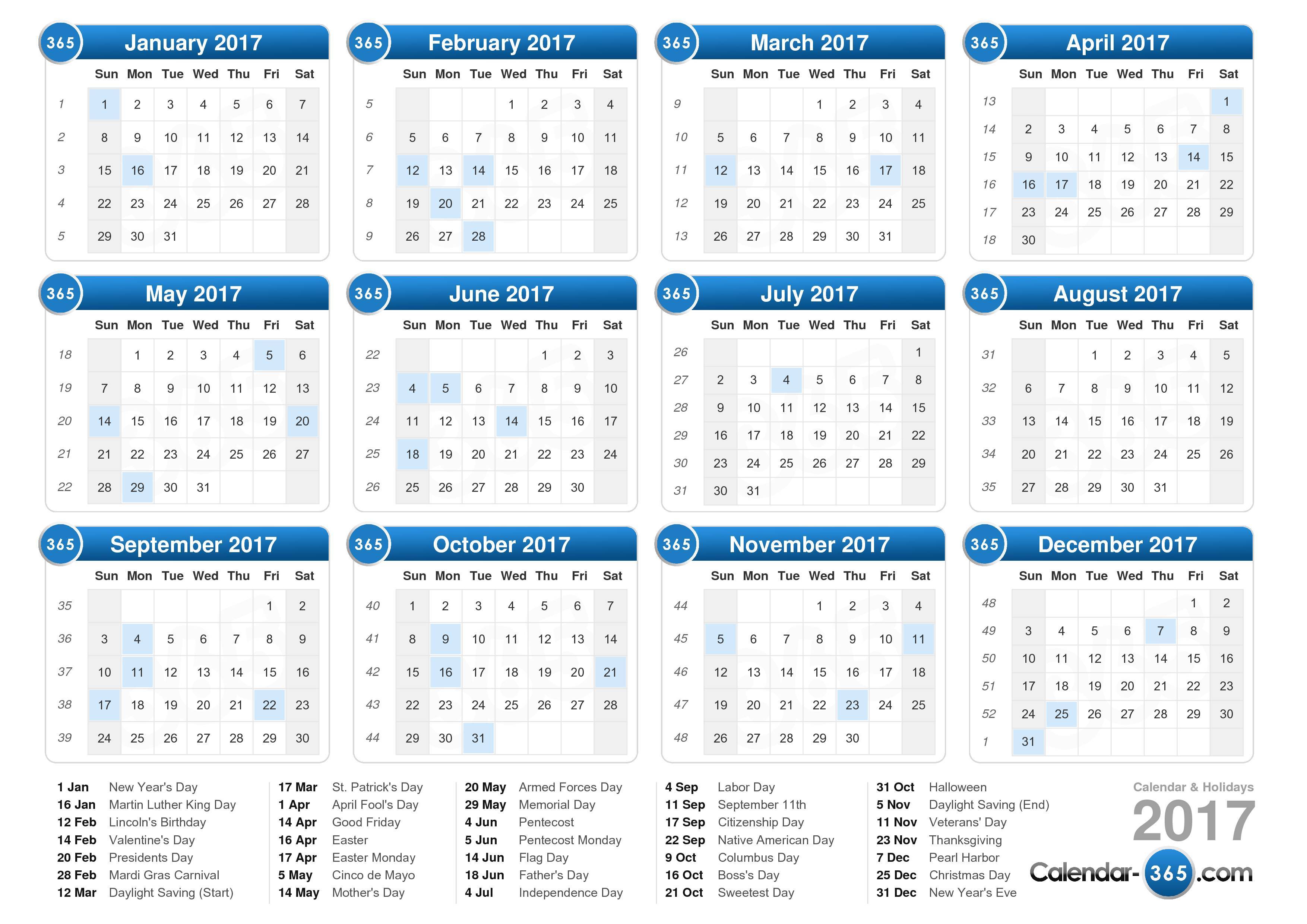 17 Calendar