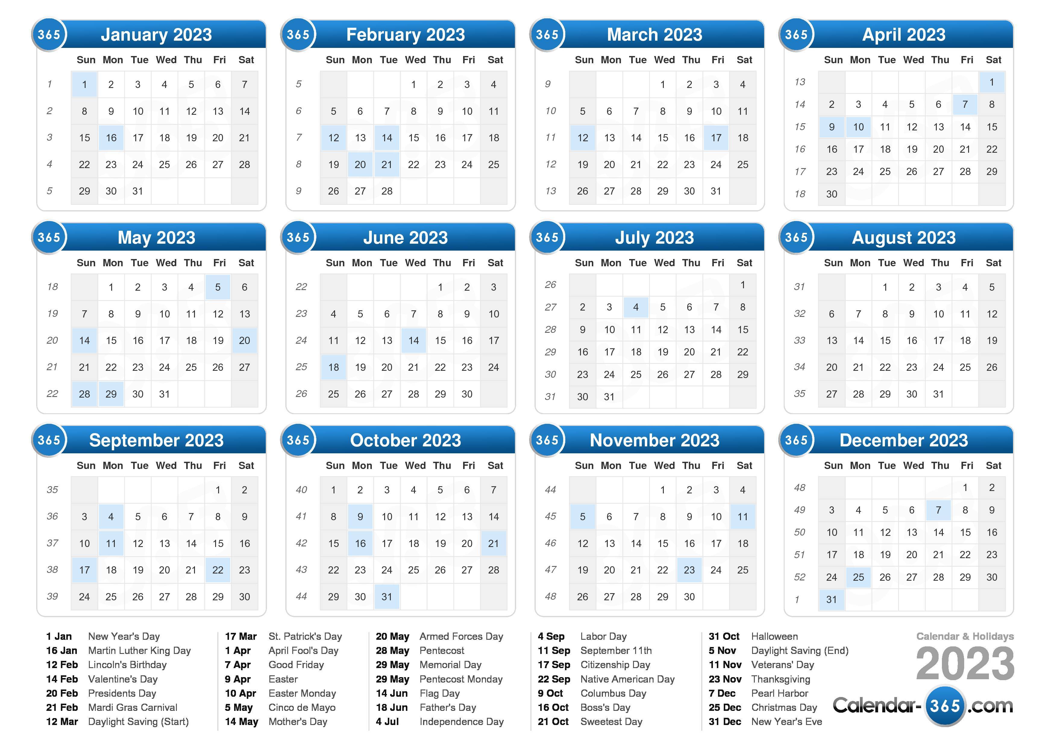 Free Printable Calendar 2023 23