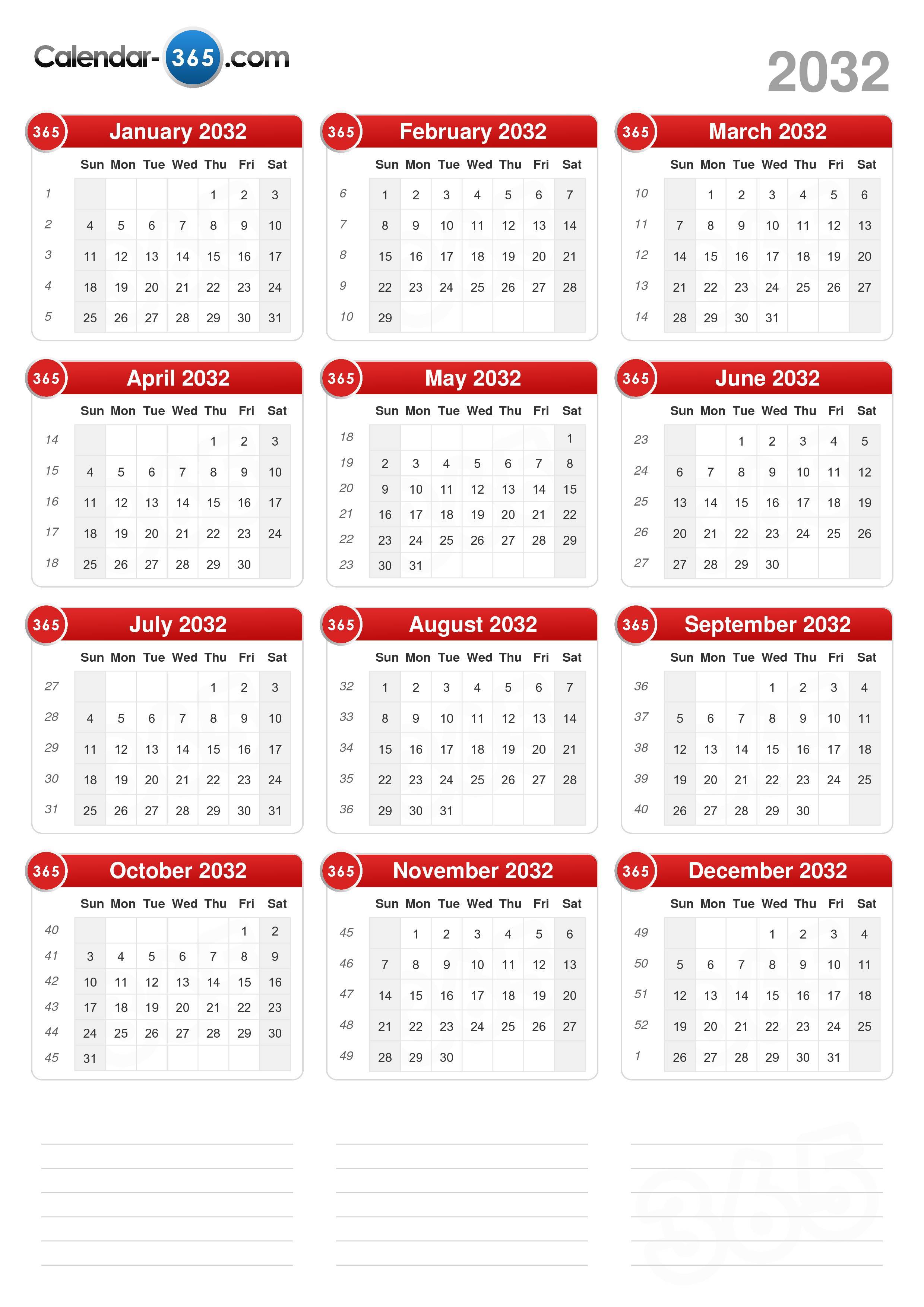 2032 Calendar