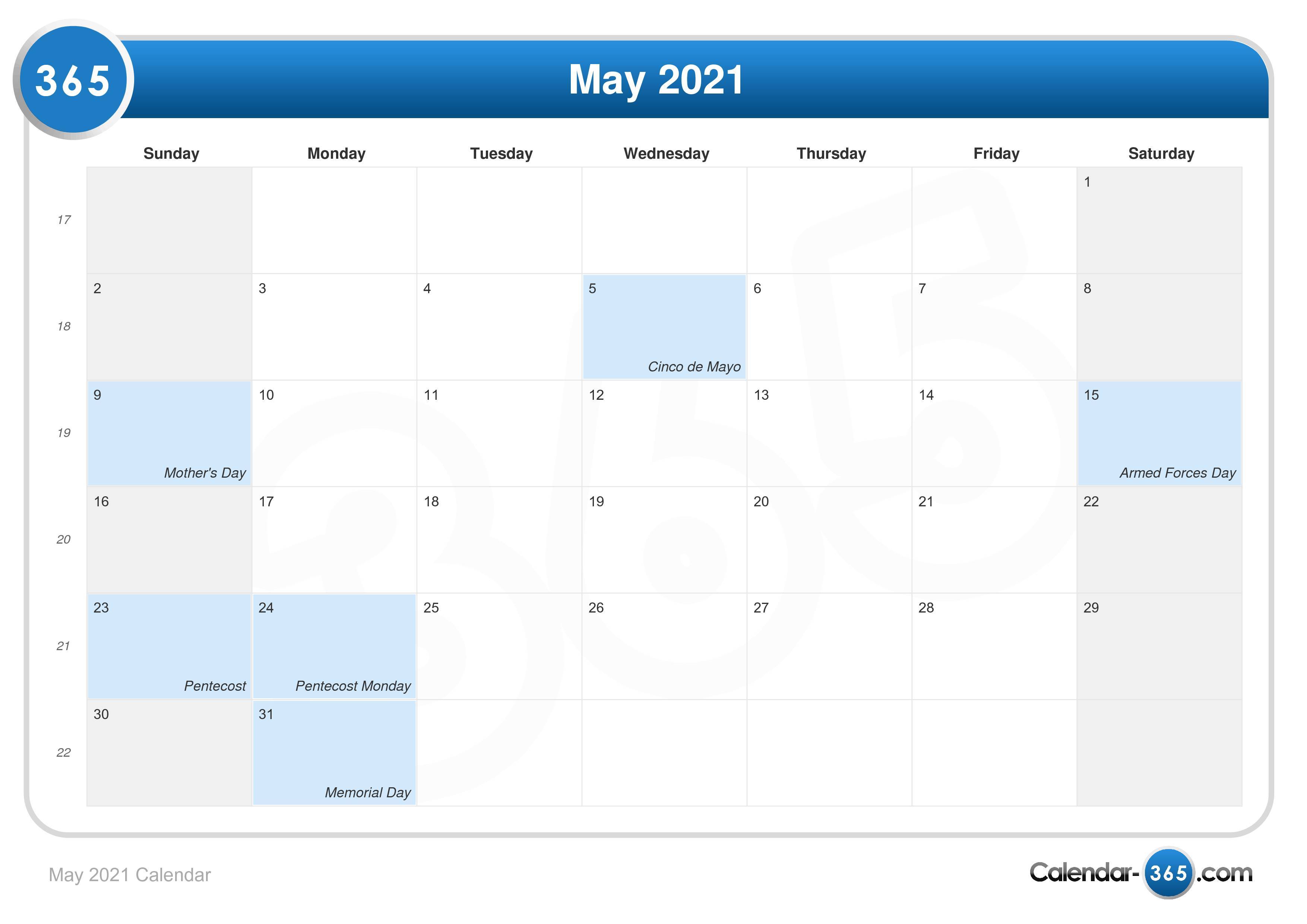 May 21 Calendar